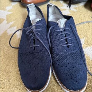 Men's Navy Knit Oxford Shoes